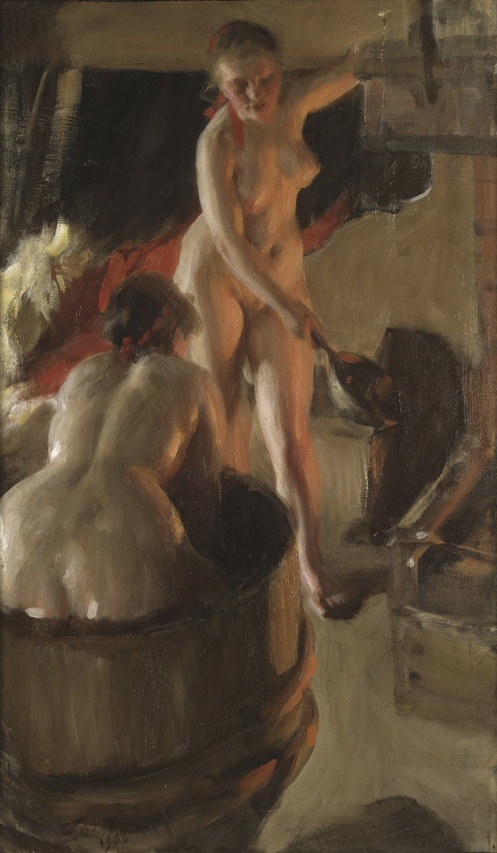 Картина Цорн Андерс «Девушки из Даларны в бане», артикул poster_80915