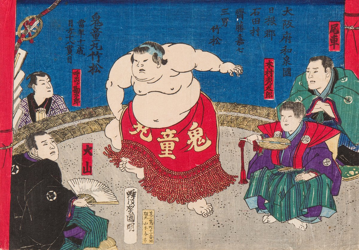 Борцы сумо в японской гравюре