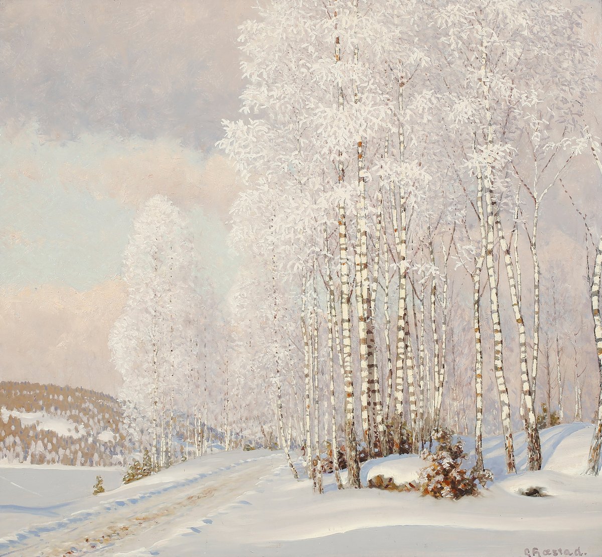 Густав Фьюэстад зимний пейзаж